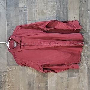 Kenneth Cole Men's Burgundy Pinstripe Button Down Dress Shirt